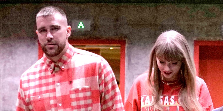 Taylor Swift and Travis Kelce at Chiefs-Chargers game in Kansas City on Oct. 22